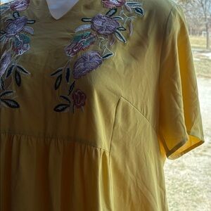Elegant Yellow Floral Embroidered Dress